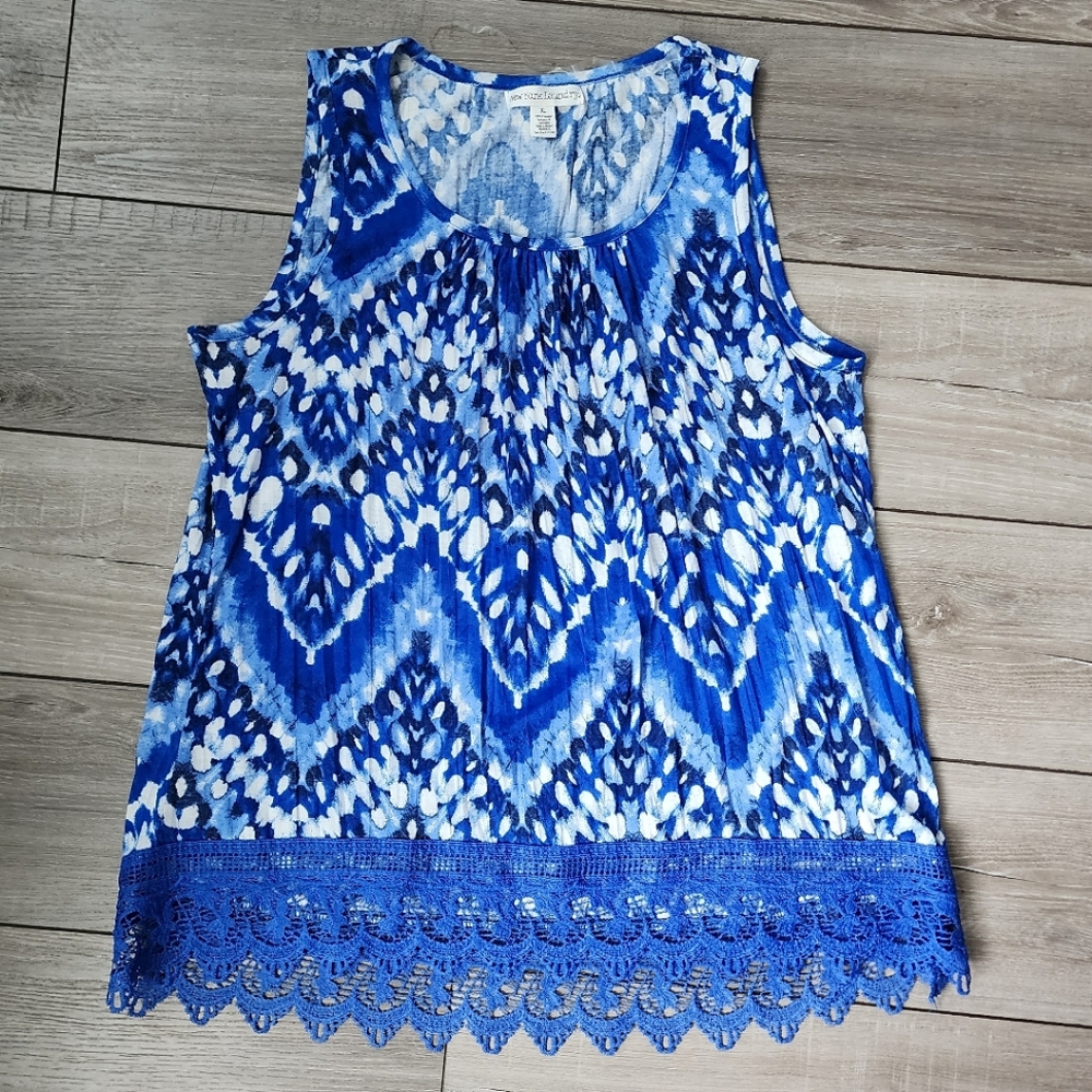 Blue tank top with lace bottom